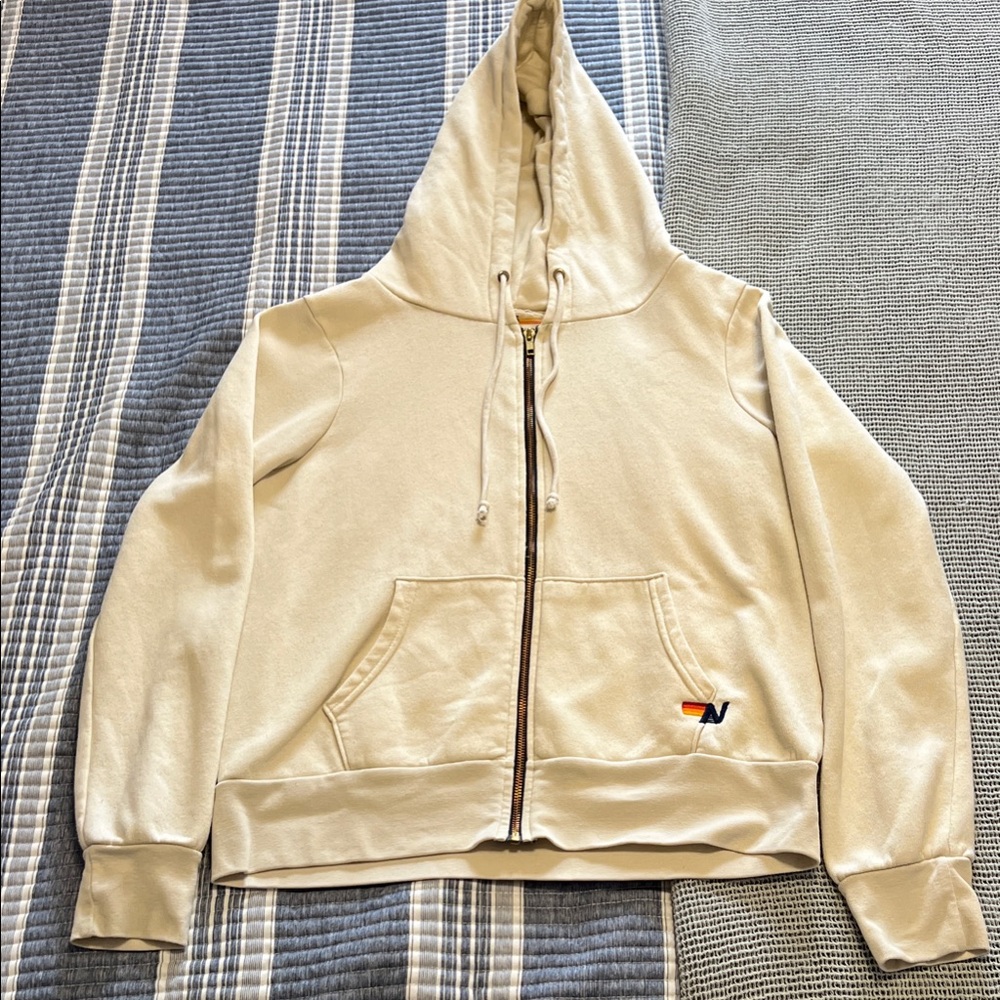 Aviator Nation Heart Stitch Zip Hoodie EUC Small